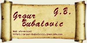 Grgur Bubalović vizit kartica